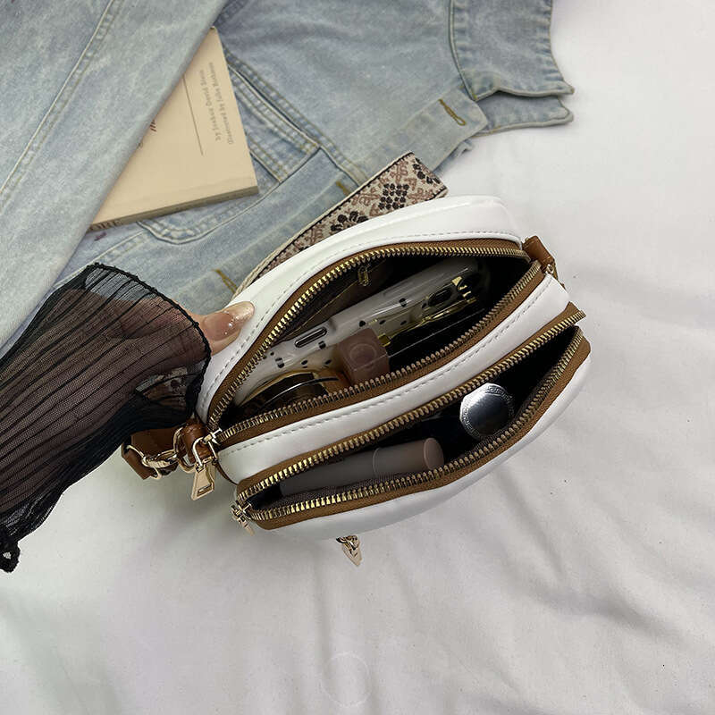 New Women's Hot Sale Block Solid Color Multi-Functional Zipper Crossbody Commuter Small Bag