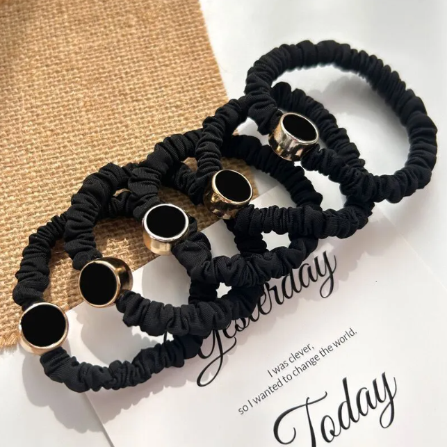 Luxury Designer Black Series Womens Ties High Elasticity Durable Floral Bowknot Hair Accessories - Versatile Korean for woman Style Free Ship