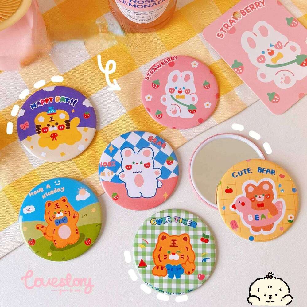 Simple Cute Cartoon Pocket Traveling Portable Small Round Mini Makeup Mirror for Women Girls X250723