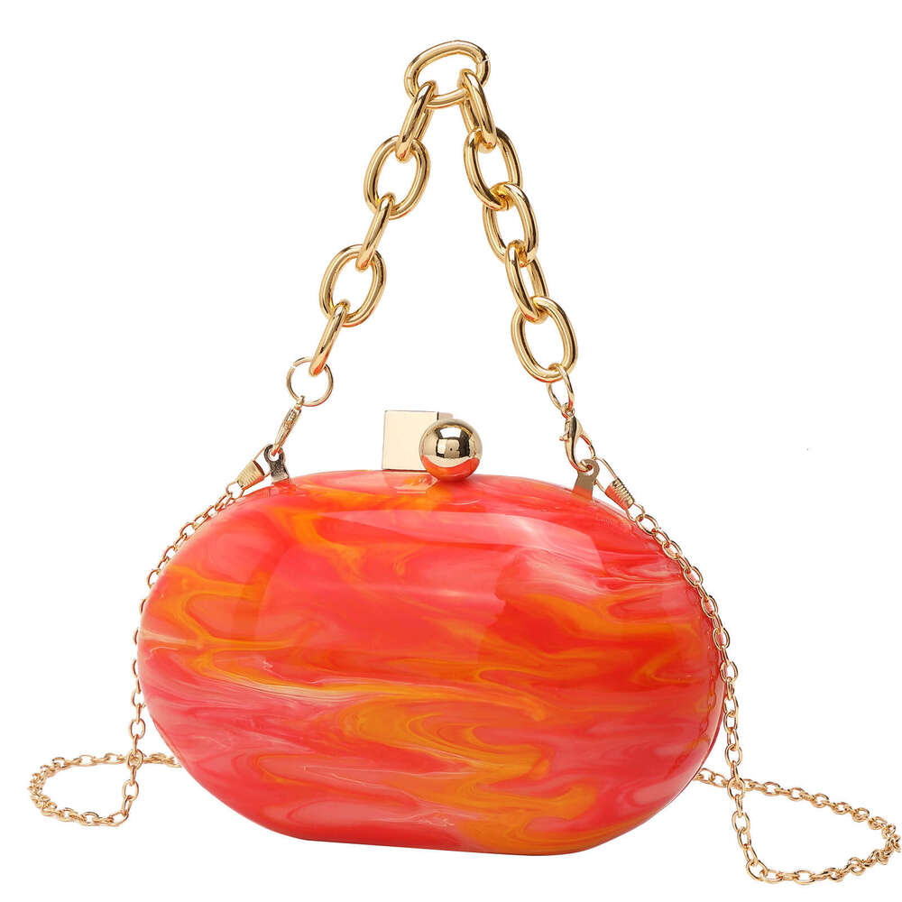 Designer Luxury Evening Diamond 2024 New Oval Acrylic Evening Fashion Chain Crossbody Shoulder Handheld Clutch Bag