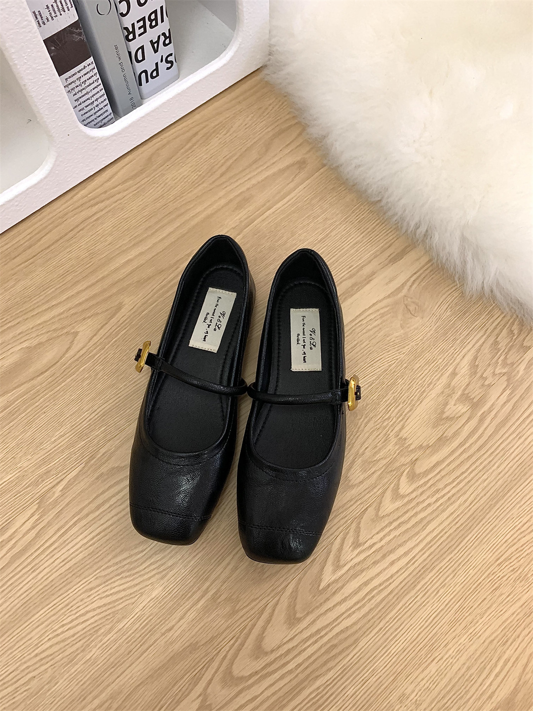 Korean Style Versatile One-Strap Silver Women's Summer French Mary Jane Flat Small Leather Shoes ddmythur