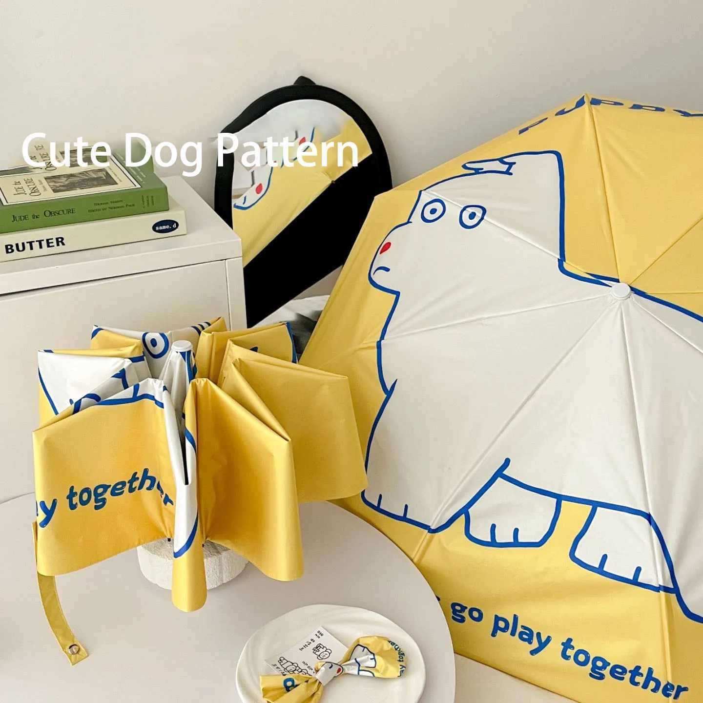 1 outdoor travel umbrella with dog prints a 50% discount mini sun umbrella sun protection and UV protection R250724