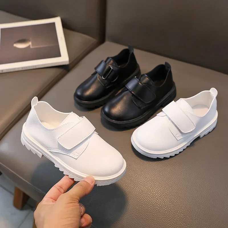Boys Leather Shoes Solid Color Children Girls Casual Loafers Soft Hook Loop Cute Kids Fashion Performance Shoes 2024 New XJ250724