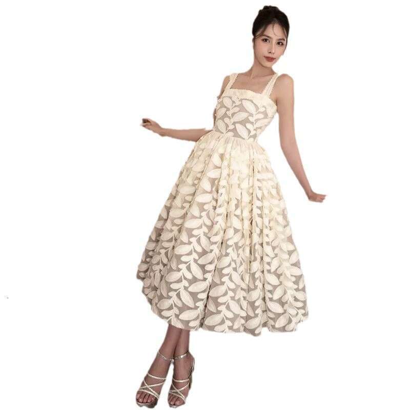 White Skirt Maxi Skirt Spring Summer Vietnam Trendy Brand Gentle Fairy Strap Leaf Puff Gown Dress Mixed Batch Long Skirt