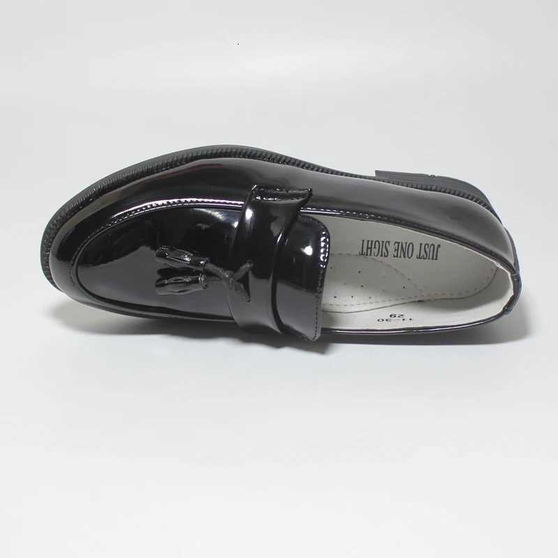 2023 Boys Shoes for Children Teenagers for Weddings Performance Shows Stage Black Casual Flats Kids Patent PU Leather Shoes Soft XJ250724
