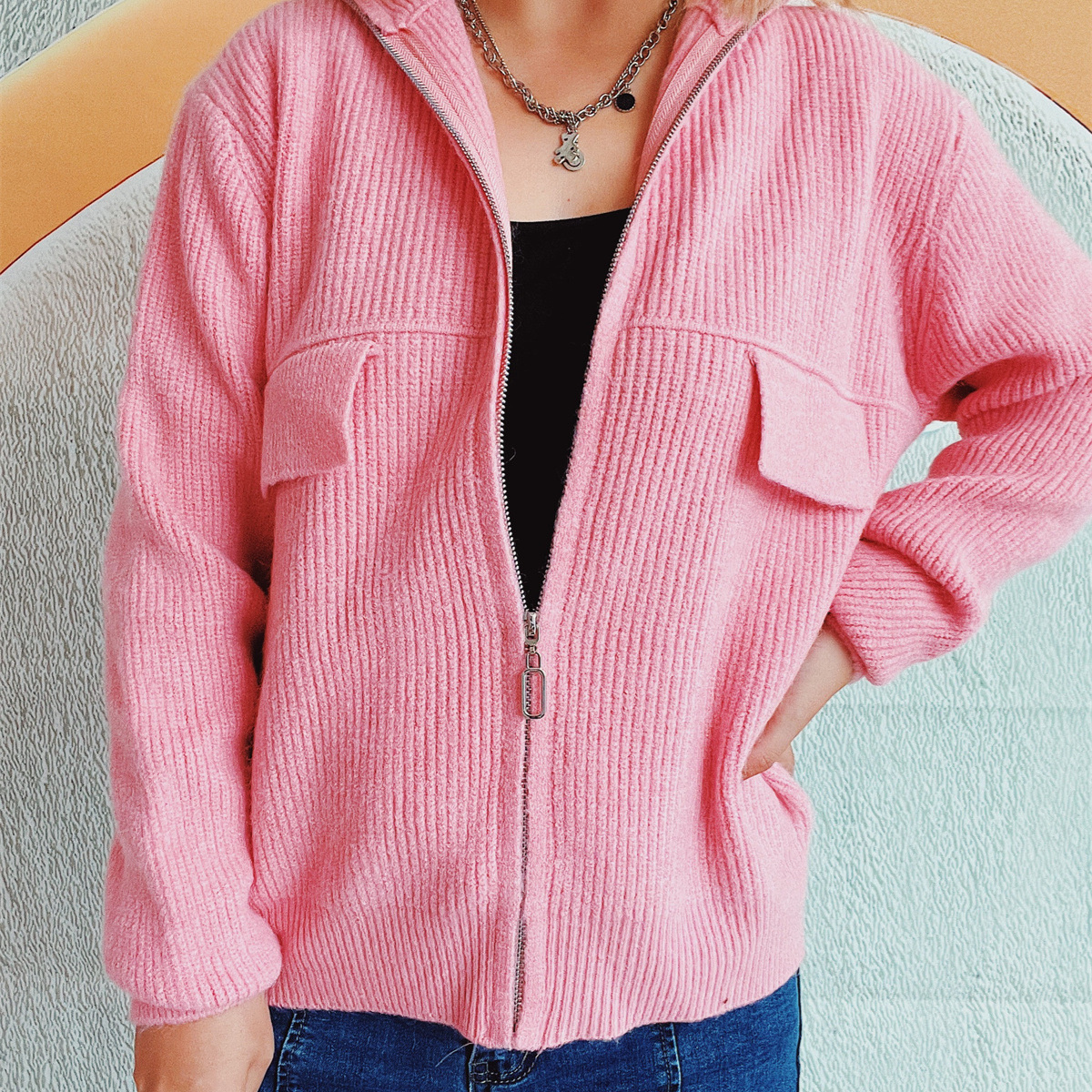 Free shipping designer sweater for women Commuting style simple sweater fashionable slim fit knit base sweater