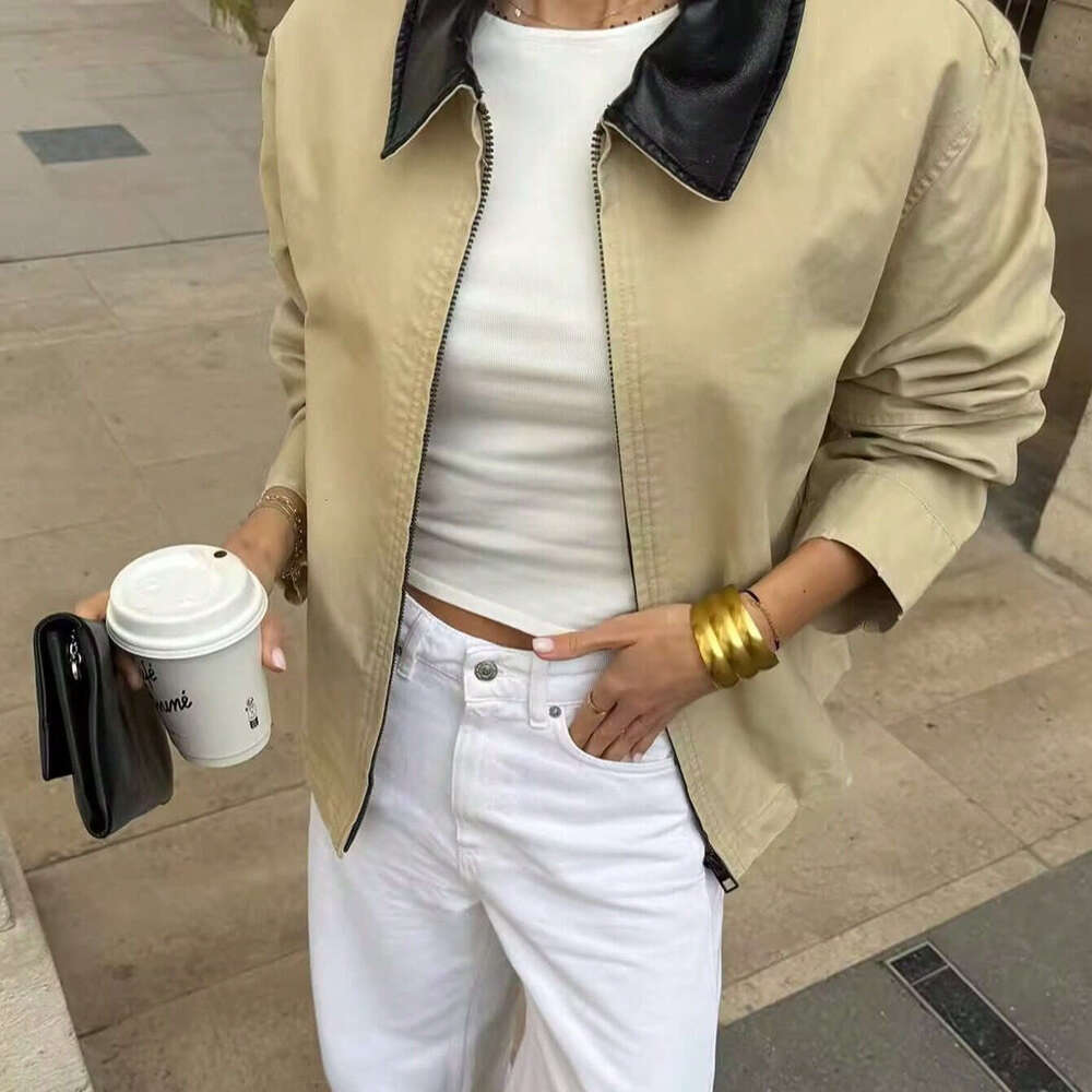 TRAFZA American Style New Lapel Fashion Color-Block Cotton Versatile Jacket B5