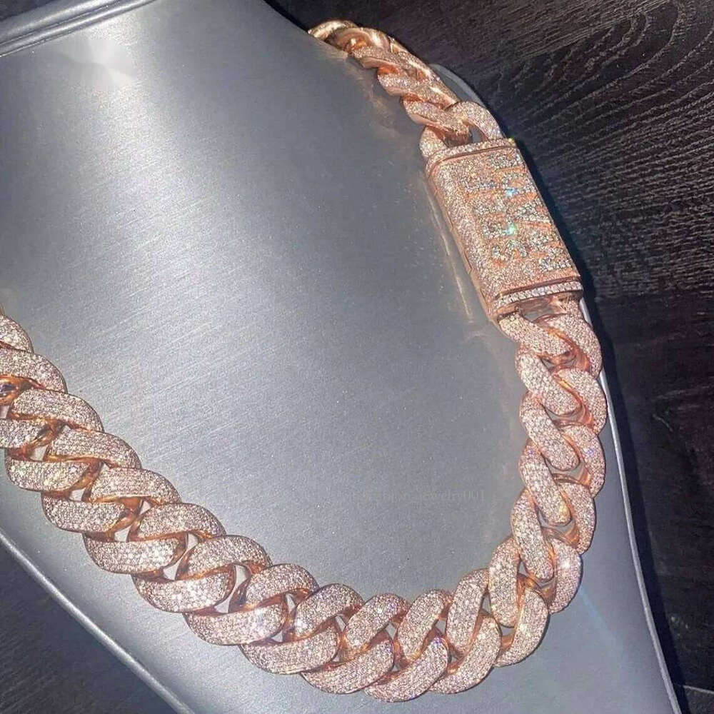 20 MM VVS Moissanite Dia Thick Cuban Link Chain Sterling Sier 24 Inches Necklace Men-Iced Hip Hop Weddings Parties