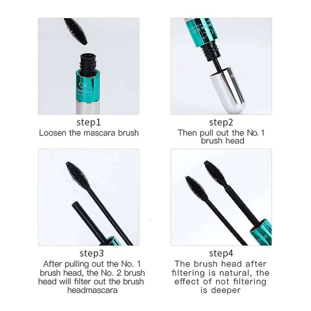 Double In-one Silk Fiber Waterproof Mascara for Eyelash Extension Black Thick Lengthening Eye Lashes Cosmetics X250724