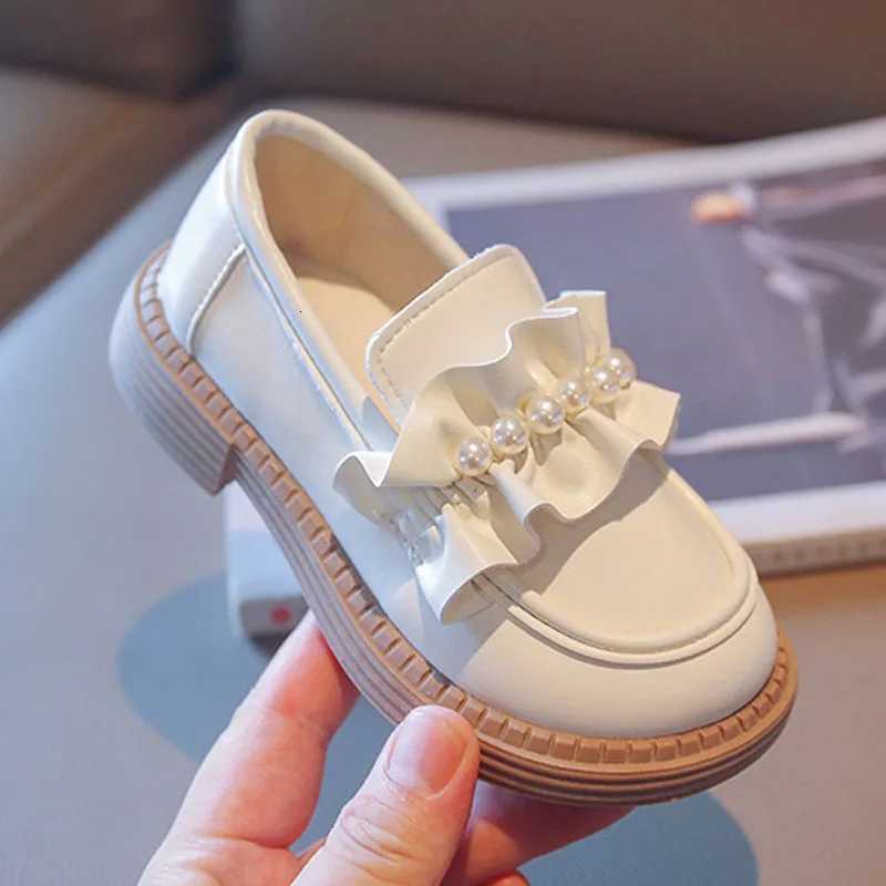 Kids Fashion Loafers Childrens British Style Leather Shoes Toddlers Girls Flat Shoes with Pearls Elegant Princess Shoes XJ250724