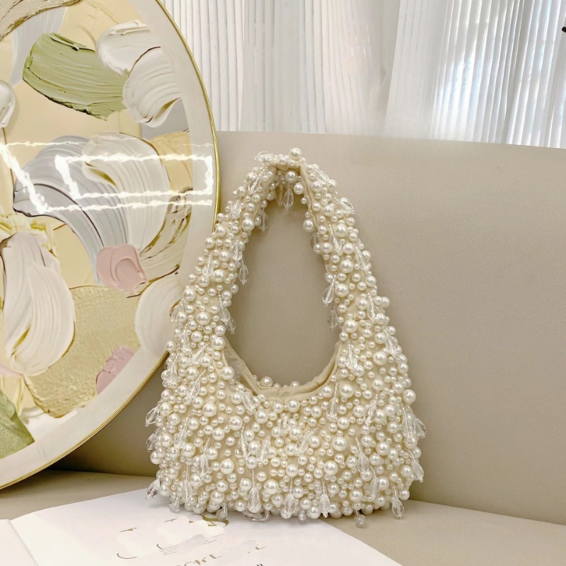 Fashionable Bead Embellished Handbag for Everyday Use Comfortable Under Arm Style