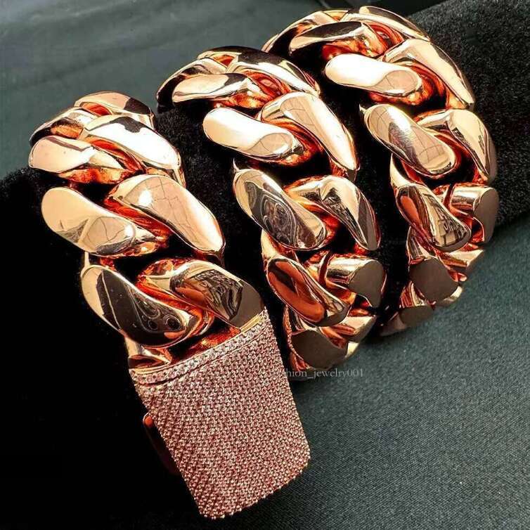 12mm k Sier Hip Hop Rose Gold Plated Custom Iced Out Clasp Miami Moissanite Cuban Chain