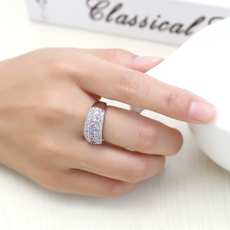 Elegant Cluster Design Unisex Gemstone Ring with Diamonds & Cubic Zircons