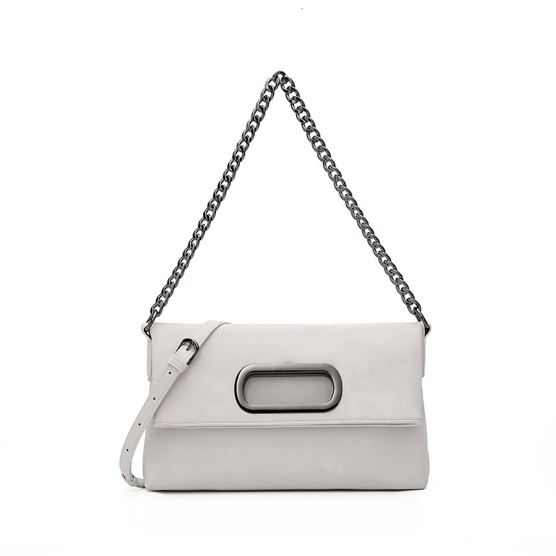 Chinese Style Genuine Leather Satin Versatile Underarm Foldable 2024 New Niche High-End Chain Crossbody Bag