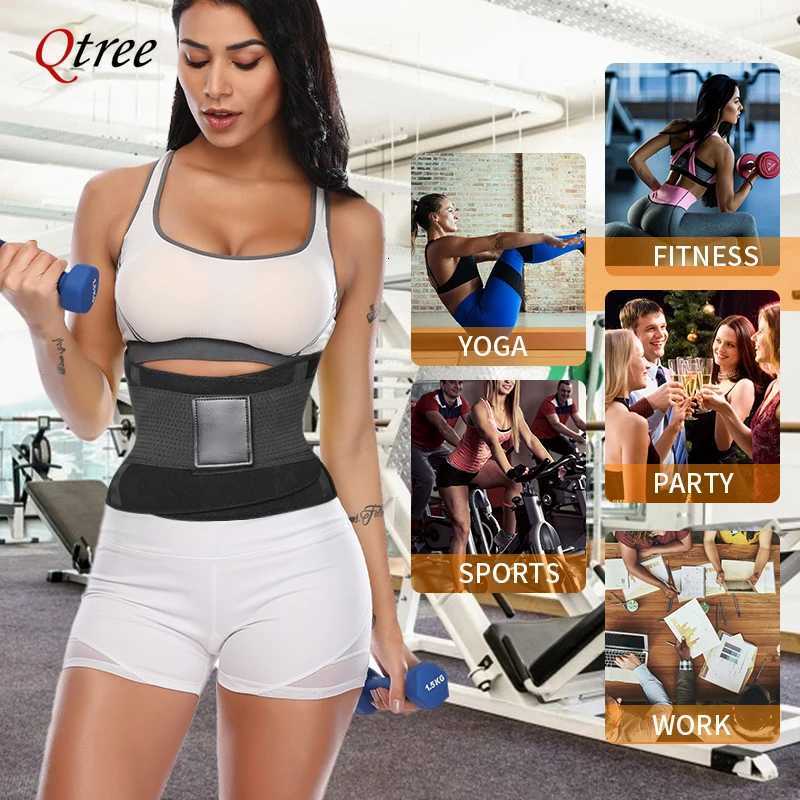 Qtree Women Binders and Shapers Body Shapewear Female Tummy Control Strap Waist Cincher Sauna Sweat Belt Sheath Corset W250724