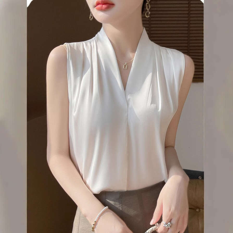sxzy highend elegant acetate satin camisole for women vneck summer sleeveless mulberry silk shirt inner top