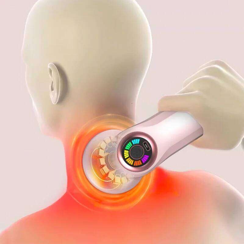 Portable Gun Multifunctional Massager with 5 Massage Heads USB Charging and Fat Pushing White Suitable Body