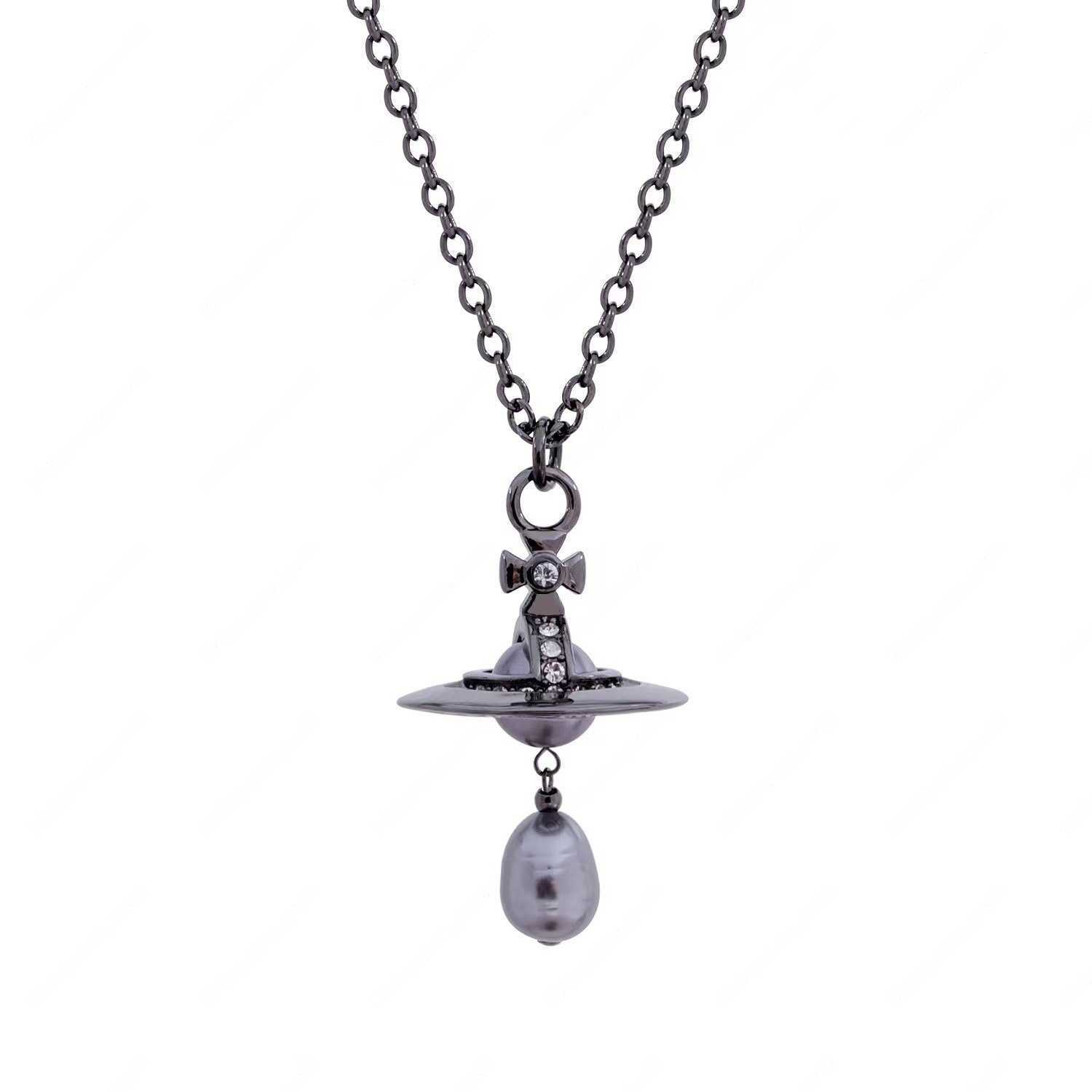 Pendant Necklaces Designer Jewelry New Western Empress Dowager Earnail Viviennen West Wood Bracelet Saturn Set Art Pearl Black Sier 4b0