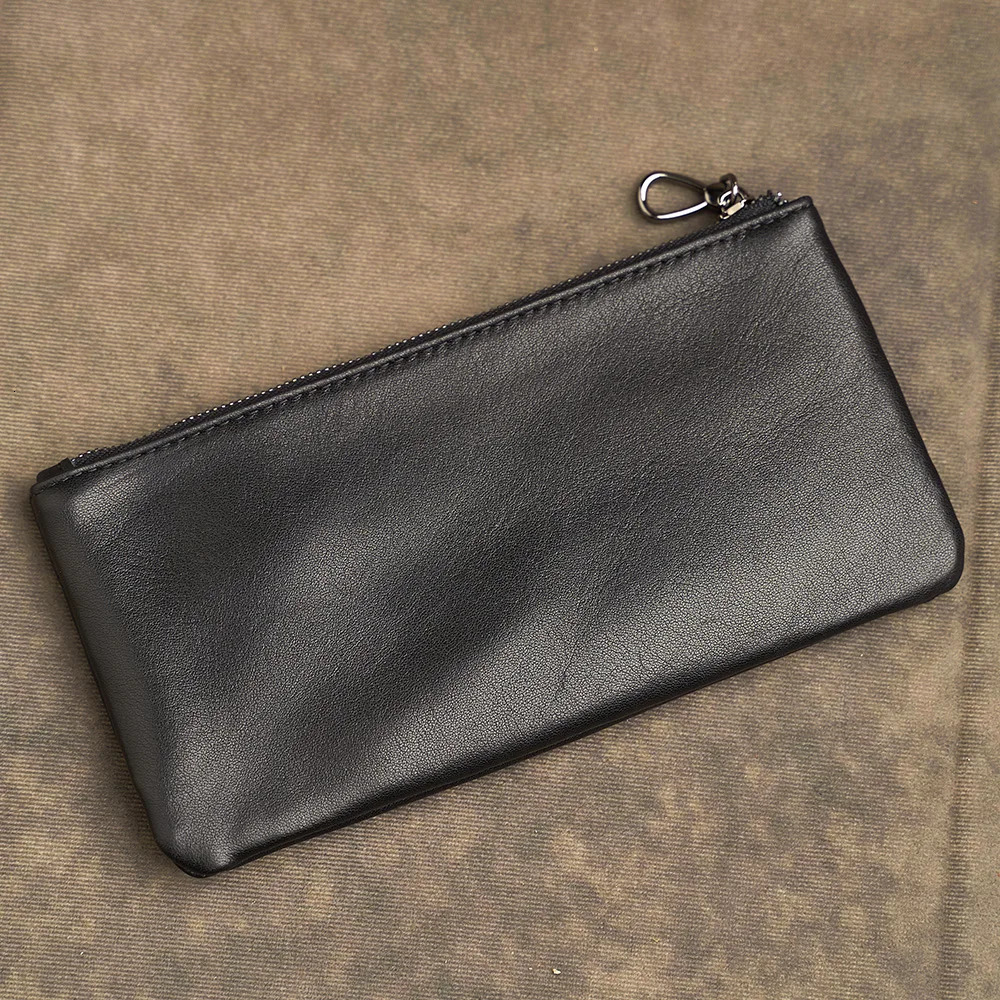 Mens Genuine Leather Long Zipper Wallet First Layer Cowhide Youth Ultra-Thin Handbag Wallet Trendy Simple Wallet 250723