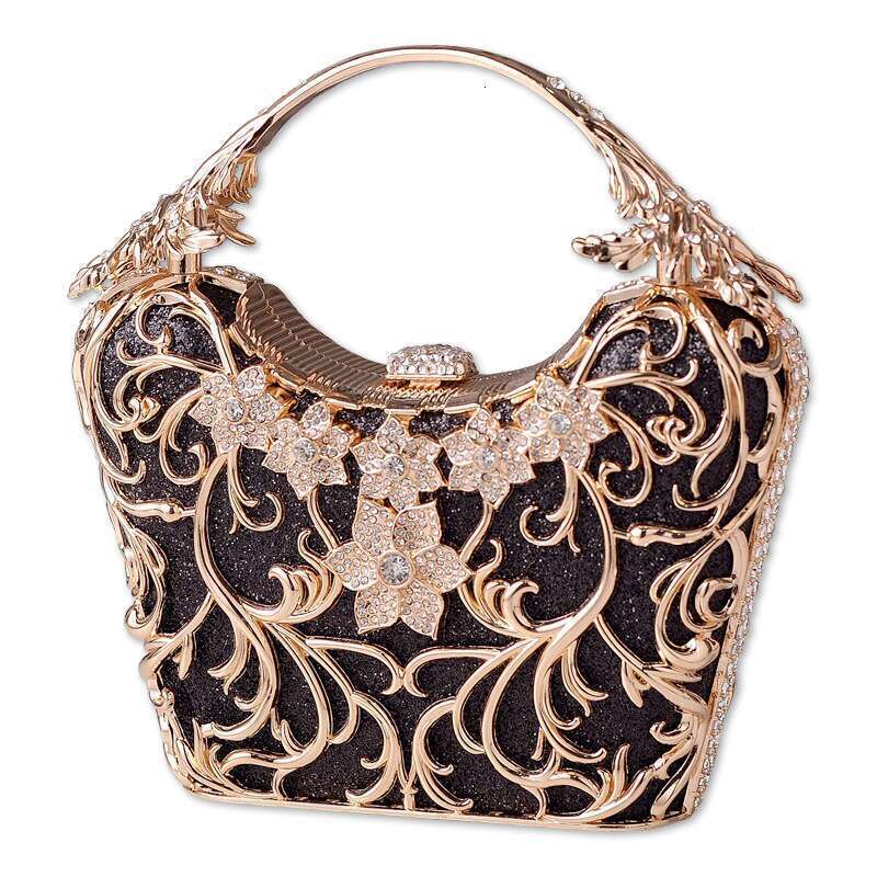 Designer Luxury Evening Diamond Black Evening High-end Hollow Party Clutch Shiny Banquet Bag