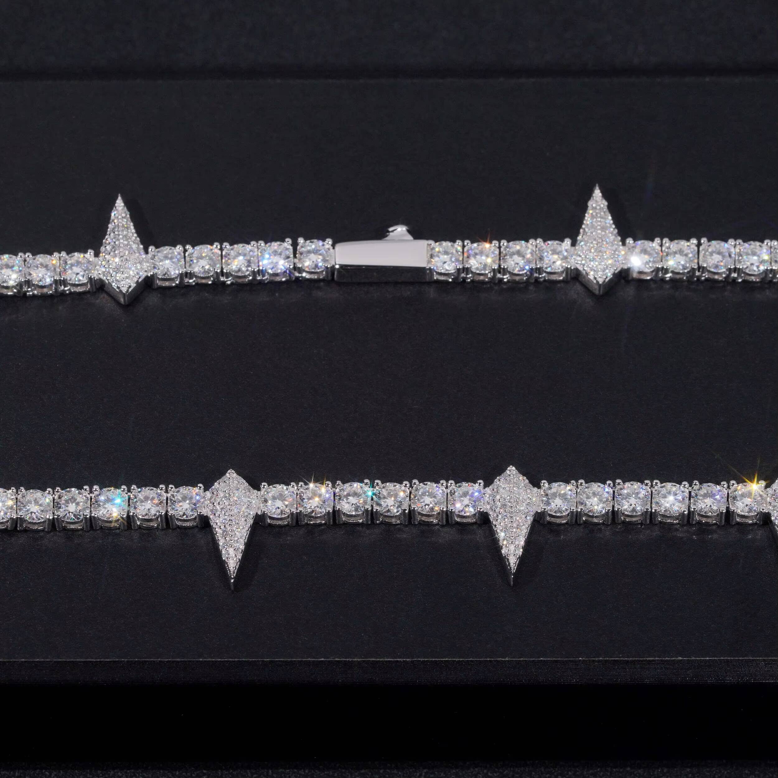 Pass Diamond Tester Iced Out 925 Sterling Silver Hip Hop Vvs Moissanite Hip Hop Tennis Bracelet Chain