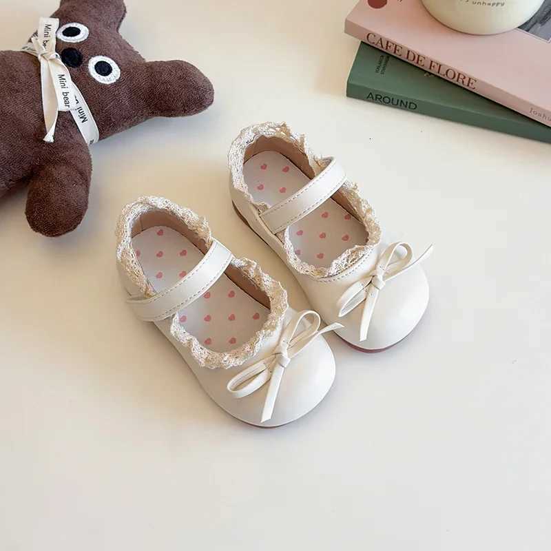 Princess Shoes Girls Lolita Lace Edge Mary Jane Flats Child Soft Sole Butterfly Casual Shoes Toddler Kids PU Leather Dress Shoe XJ250724