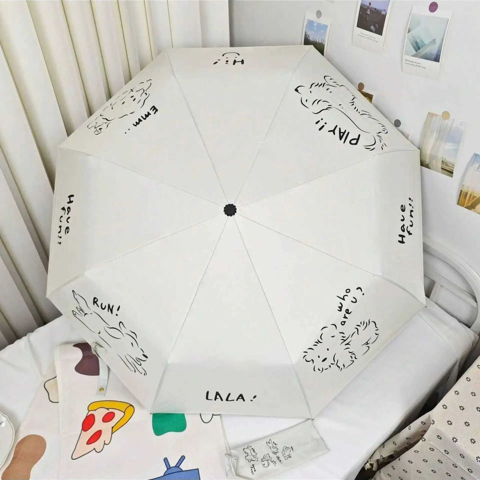Line Dog Automatic Umbrella for Girls Rain and Rain Dual-use High Beauty Cute Sunshade Umbrella UV Resistant for Women R250724
