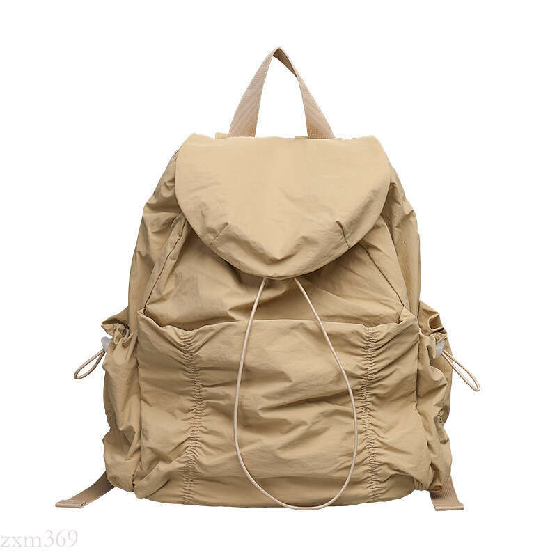 Casual Artistic Nylon Backpack Ins Fashion Drawstring Pleated School Internet Celebrity Fresh Canvas Double Shoulder Bag