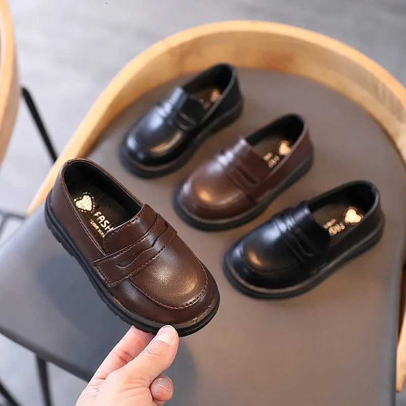 Kids Loafers Slip-on Pu Leather Shallow Black Brown Boys Girls Flat Shoes 21-36 Toddler Fashion Leisure Children Casual Shoe XJ250724