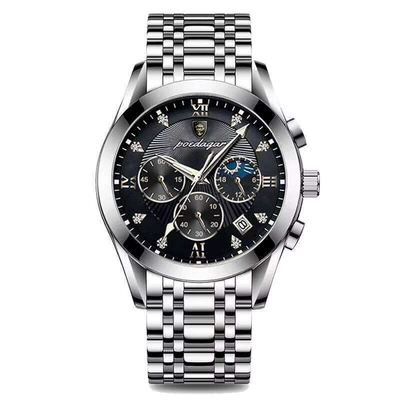DHgargets POEDAGAR New Top Brand 820 Men Watch Waterproof Luminous Sport Wristwatch Quartz Leather Relogio Masculino