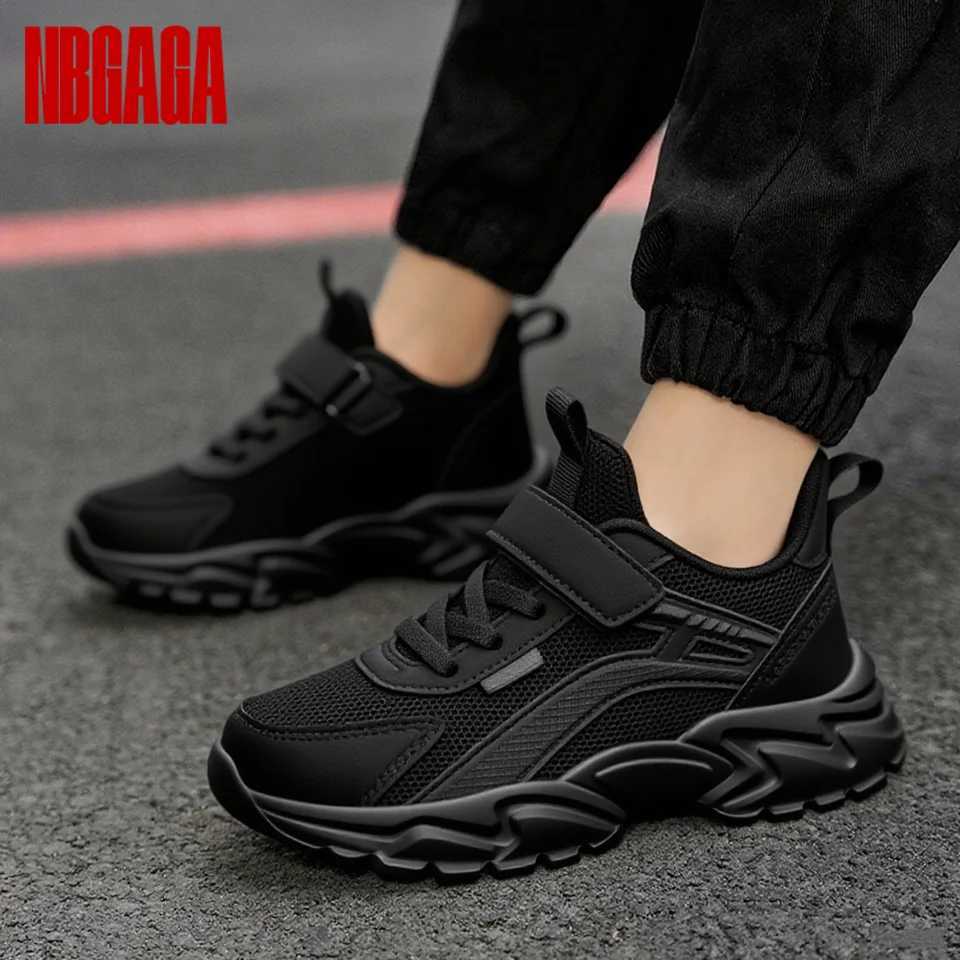 Boys Running Sneakers Lightweight Breathable Mesh Black Non-slip Comfortable School Shoes for Kids Everyday Walking Sports Z250723