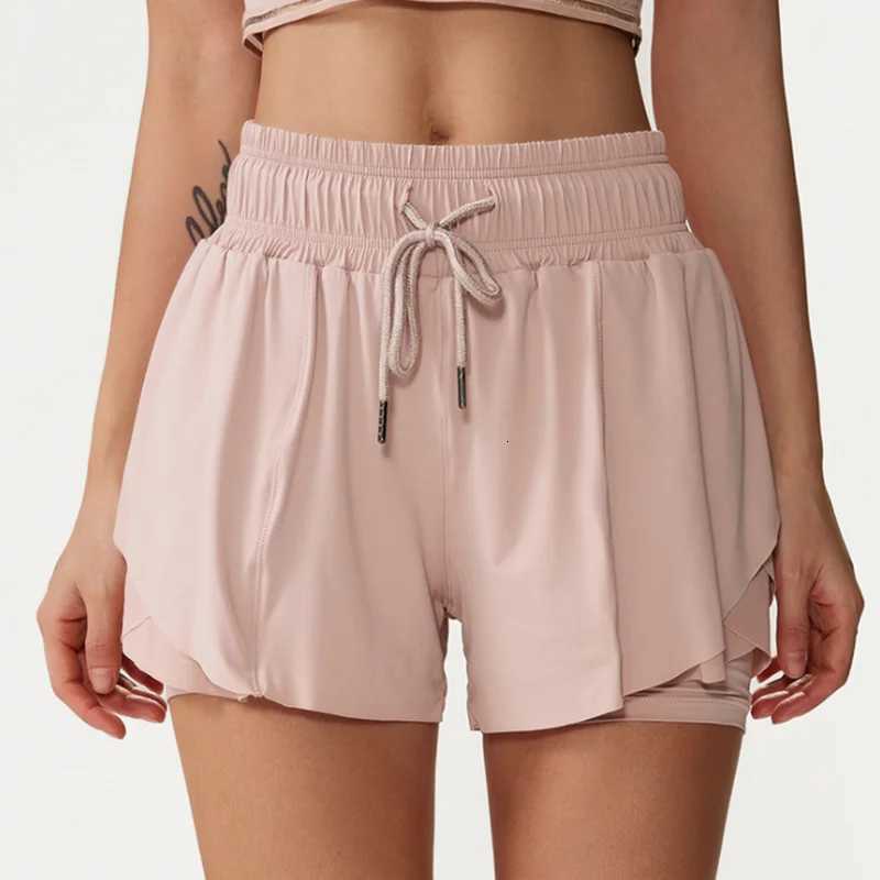 Fake Two Pieces Fitness Short Women Solid Color Nylon Breathable Quick-Drying Sport Running Shorts Female Yoga Gym Clothing XJ250724