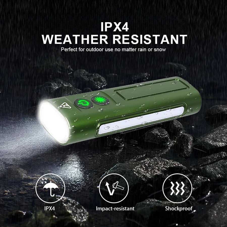 Multifunctional EDC Flat LED Flashlight with Green Beam Rechargeable RGB Side Light Outdoor Waterproof Lantern Camping Hiking S250723