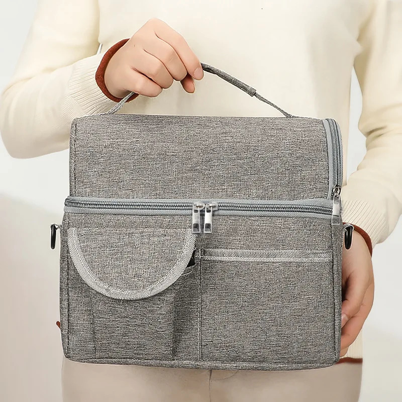Portable Lunch Bags Large Capacity Multi-pocket Ice Bag Thermal Insulation Picnic Crossbody Chilled Fresh Lunch Box Storage Tote 250723