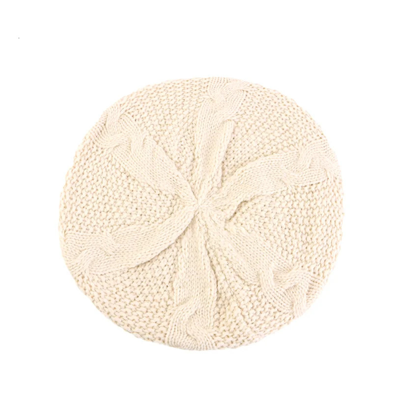 Women Casual Plain Color Knitted Beret Hat Winter Warm Vintage Wool French Artist Beanie Cap Painter Hat Girls Acrylic Hat 250722