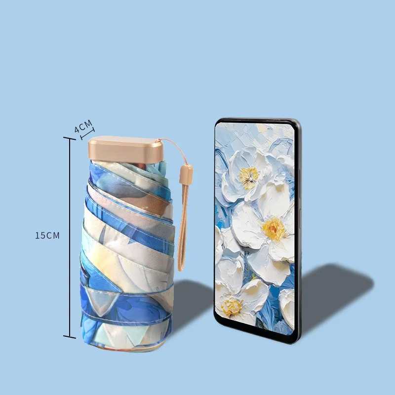 Small and Portable Flat 50% Colored Glue Colored Sun Umbrella Card Umbrella Sun Protection Ultraviolet Mini Rain Pocket Umbrella R250724