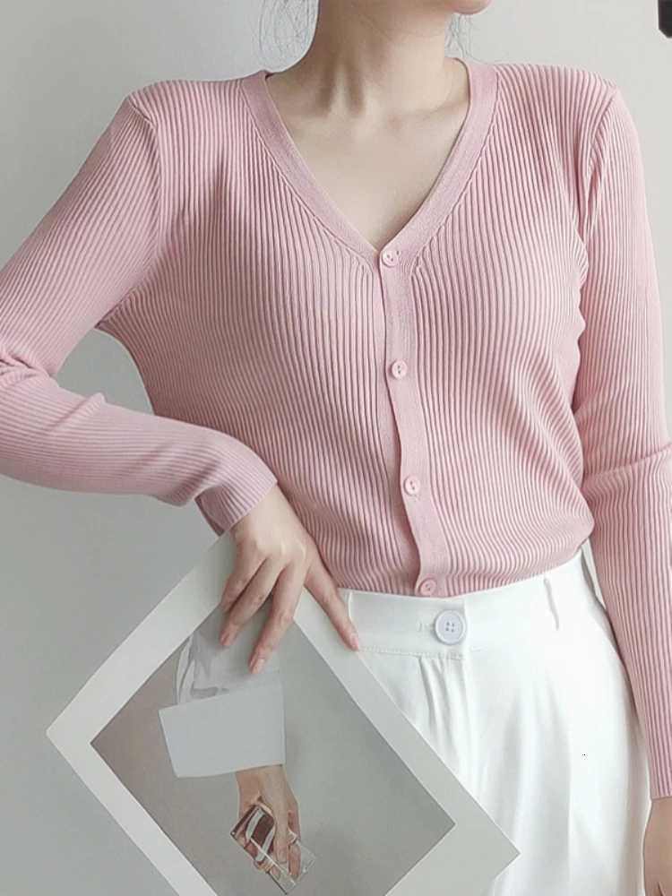 2025 Womens Long Sleeve Cropped Cardigan V Neck Button Down Knit Lady Autumn Spring Knitted Single-breasted Cardigan Sweaters X250724