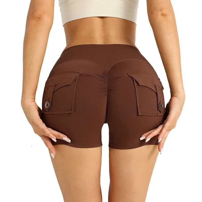 Nude High Waist Peach Butt Sport With Pocket Yoga Shorts Leggings Quick Drying Gym Training Outdoor Cycling Sports Shorts XJ250724