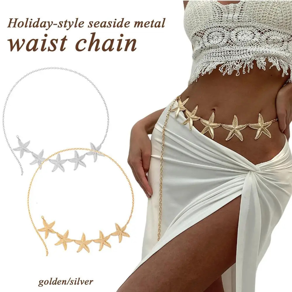 Fashion Vintage Metal Starfish Waist Chain Summer Beach Belly Belt Chain Body Jewelry Bohemia Style Bikini Decorate Women 250722