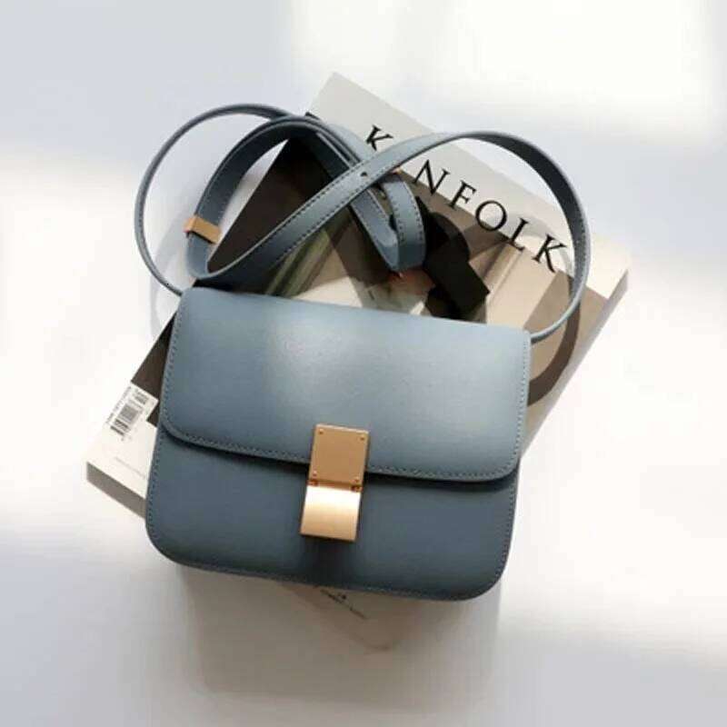 High Quality Tofu Small Square Bag Designer Ladies Genuine Leather Shoulder Messenger Gray Black Women's Bags