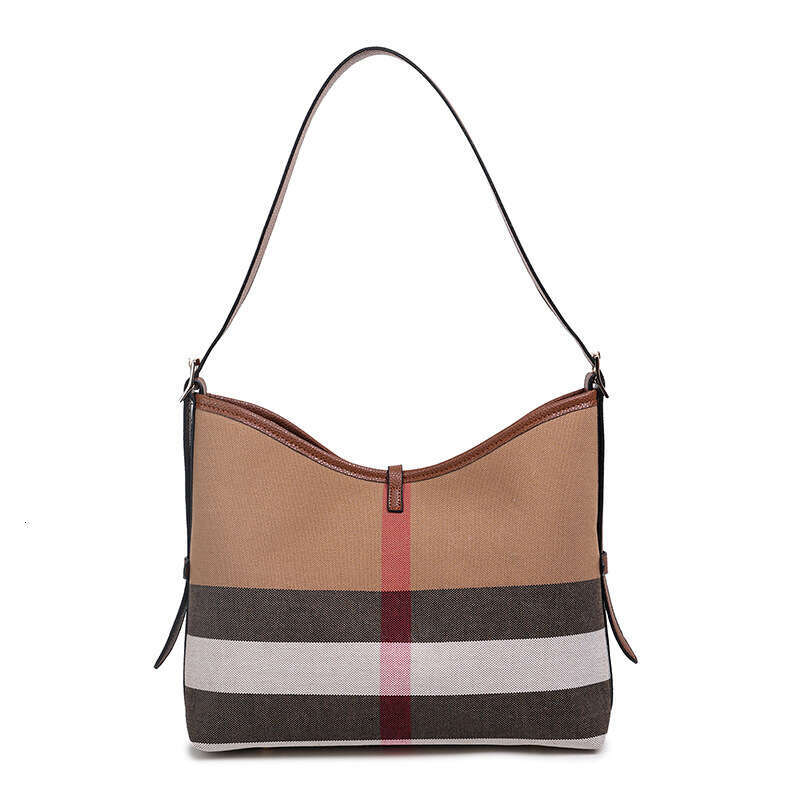 Genuine Leather Women's New High-end Plaid Underarm Large Capacity Tote Single Shoulder Crossbody Bag Commuting