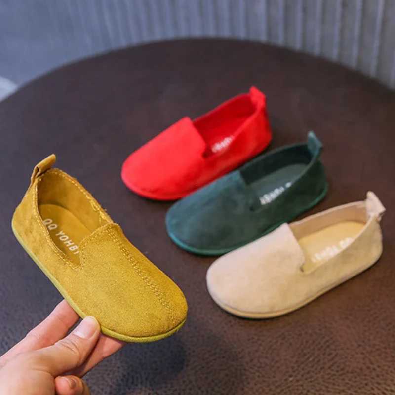 Kids Casual Shoes Spring Autumn Suede Leather Boys Loafers Shallow Solid Girls Shoes Comfortable Soft Sole Children Flats Girls Shoes XJ250724