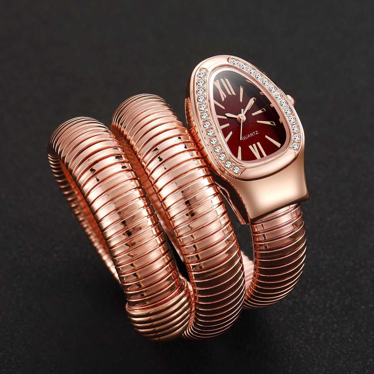 Fashion Women Snake Shape Quartz Watches Luxury Rhinestone Roman Dial Wristwatch Girls Clock Reloj Mujer W250724