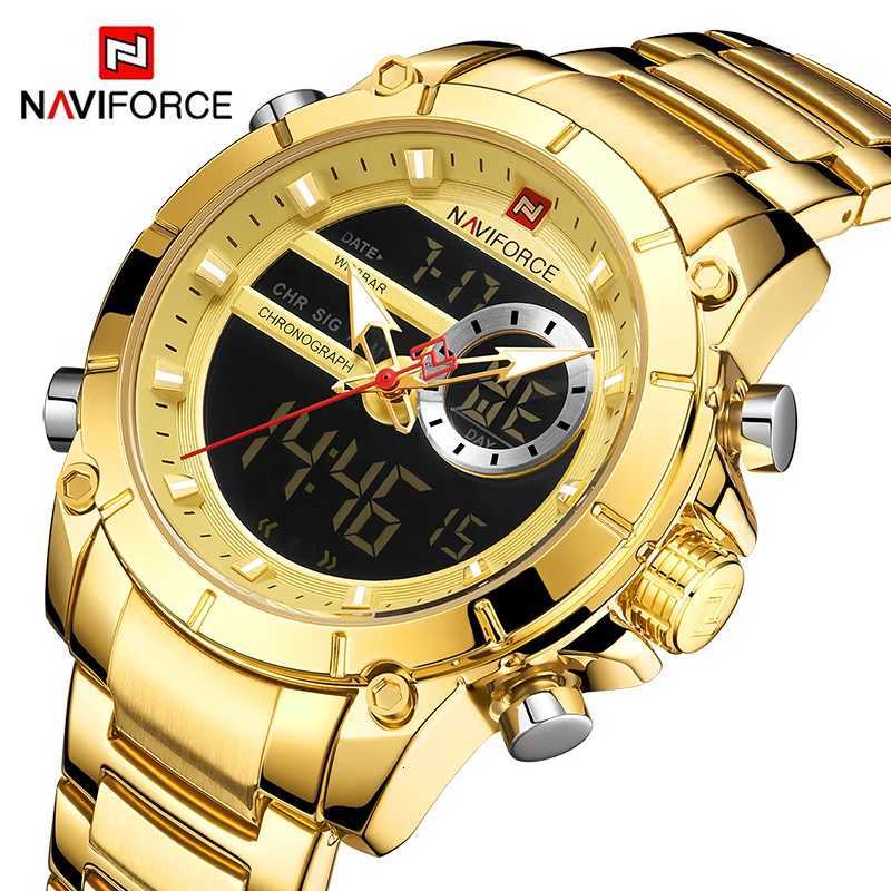 Naviforce 9163 Luxury Original Sport Wrist Watch for Men Quartz Steel Waterproof Dual Display Military Watches Relogio Masculino W250724