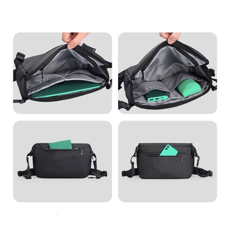 Mark Ryden Leather Waterproof Multifunction Messenger Large Capacity Sling Shoulder Bags Mens Crossbody Bag