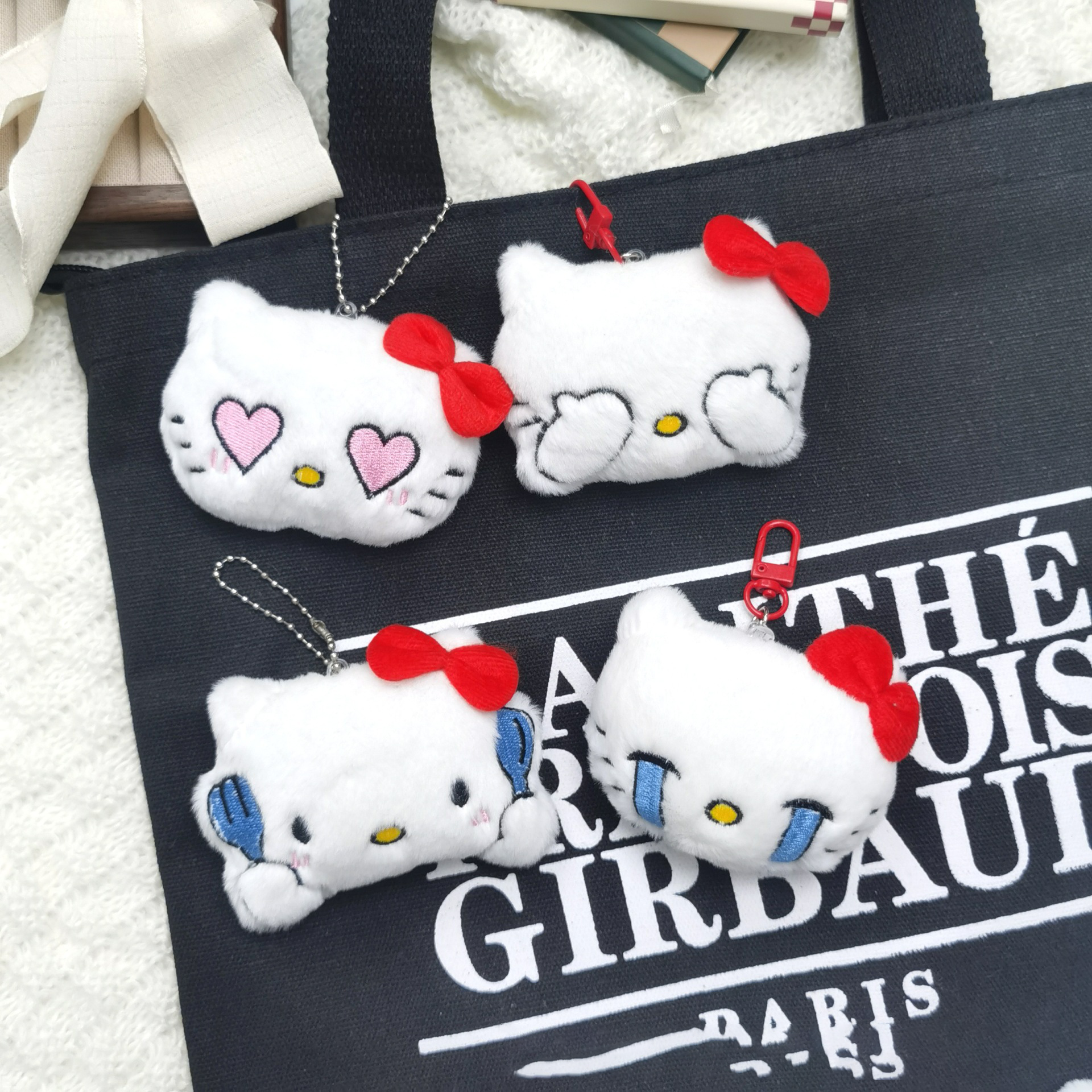 Luxury Designer Designer for woman Cute Cartoon Plushie Hanging Decoration - Adorable Rice-Eating & Crying Cat Expression Doll For Woman For Car, Home