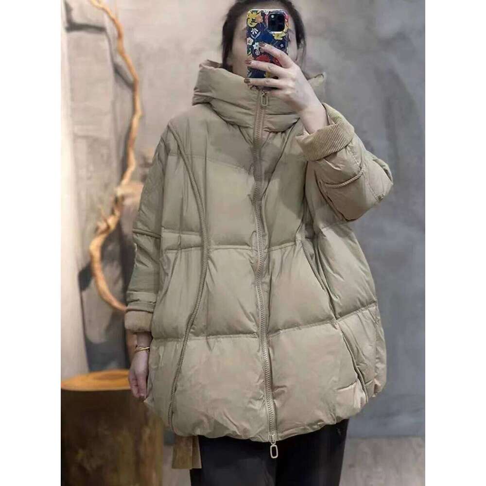 Lagabogy 2025 Winter Women 90%White Duck Down Jacket Hooded Warm Oversize Puffer Coat Female Casual Loose Parka Pocket Outerwear