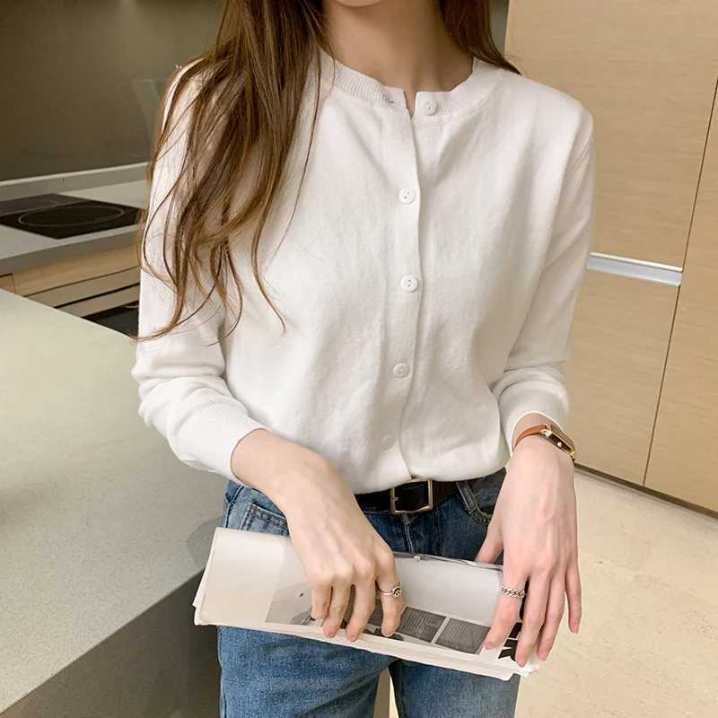 Knit Cardigan Women Spring Autumn Long Sleeve Sweater Coat Black White Beige Green Cardigan Top Female X250724