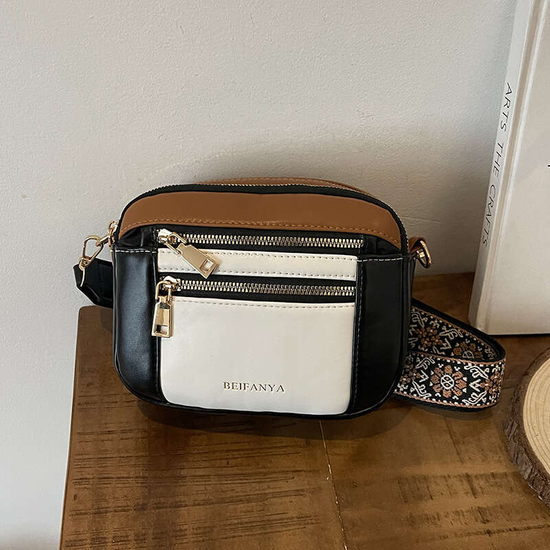 New Women's Hot Sale Block Solid Color Multi-Functional Zipper Crossbody Commuter Small Bag