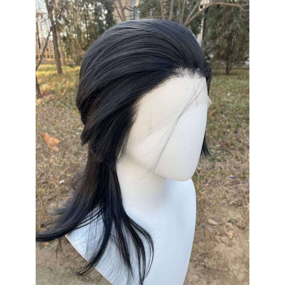 Mullet Cosplay For Black Women Rocker Men Shoulder Length Synthetic Hair 13X4 Lace Front Wigs Human Hair Glueless Natural Hairline